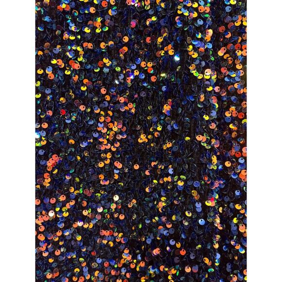 Selfie Leslie Demure Long Sleeve Open Back Dress Sequin Navy Multi Size XS - Picture 13 of 13